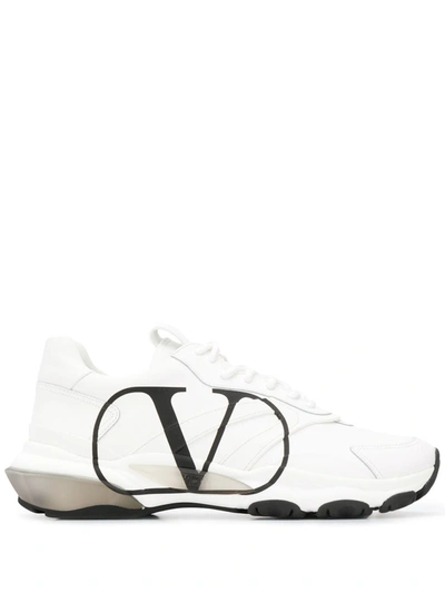 Shop Valentino Men's  White Leather Sneakers