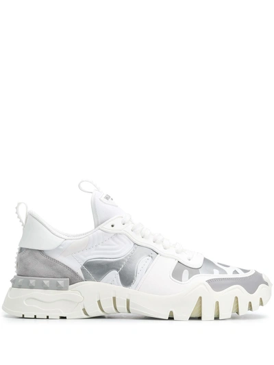 Shop Valentino Men's  White Polyester Sneakers