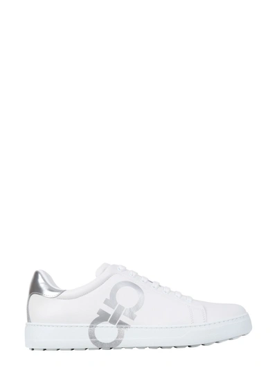 Shop Ferragamo Men's  White Other Materials Sneakers