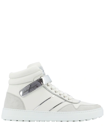 Shop Ferragamo Men's  White Other Materials Sneakers