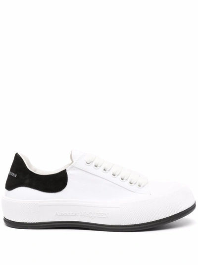 Shop Alexander Mcqueen Men's  White Cotton Sneakers