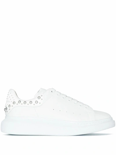 Shop Alexander Mcqueen Men's  White Leather Sneakers