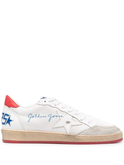 Shop Golden Goose Men's  White Polyester Sneakers