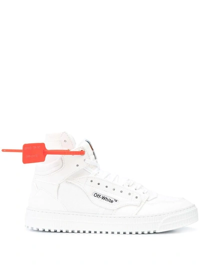 Shop Off-white Off White Men's  White Cotton Hi Top Sneakers
