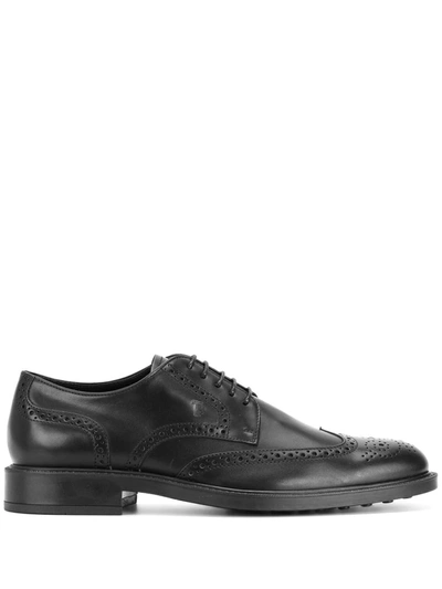 Shop Tod's Men's  Black Leather Lace Up Shoes