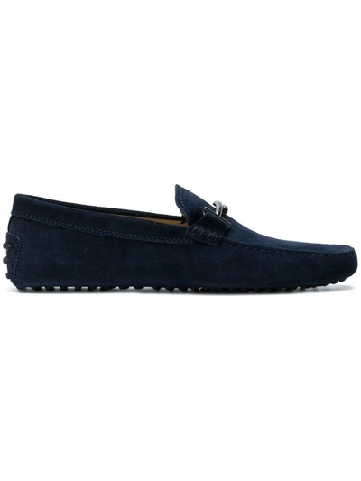 Shop Tod's Men's  Blue Suede Loafers