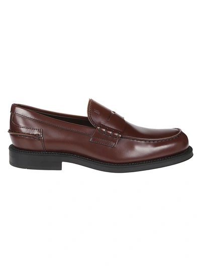 Shop Tod's Men's  Burgundy Leather Loafers