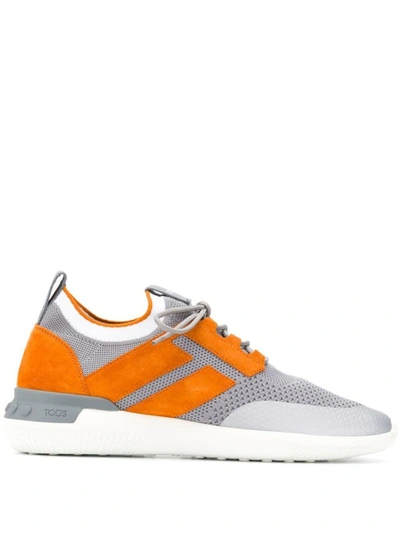Shop Tod's Men's  Grey Polyester Sneakers