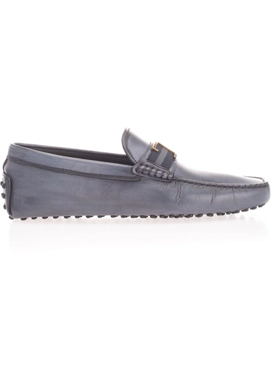 Shop Tod's Men's  Blue Leather Loafers