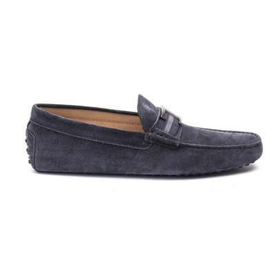 Shop Tod's Men's  Blue Suede Loafers