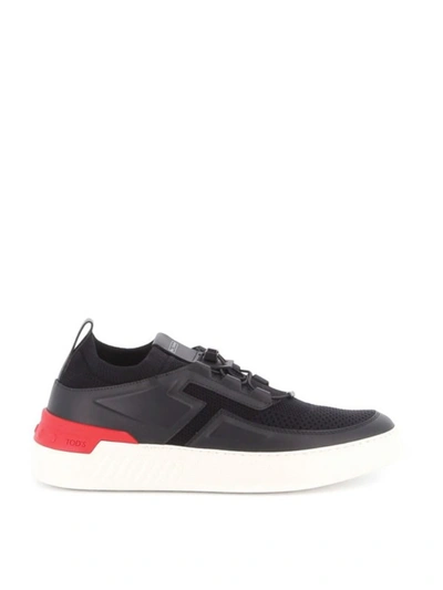 Shop Tod's Men's  Black Leather Sneakers