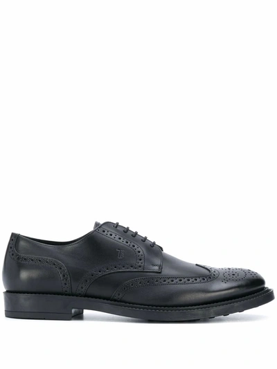 Shop Tod's Men's  Black Leather Lace Up Shoes