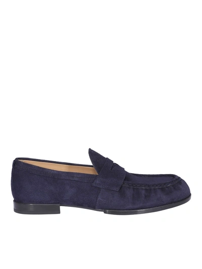 Shop Tod's Men's  Blue Suede Loafers