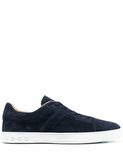 Shop Tod's Men's Blue Suede Sneakers