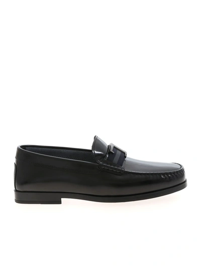 Shop Tod's Men's  Black Leather Loafers