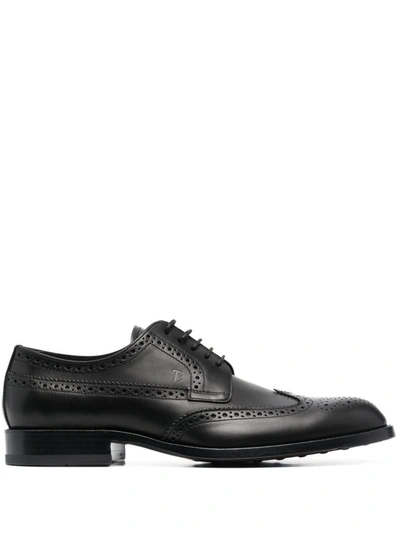 Shop Tod's Men's  Black Leather Lace Up Shoes