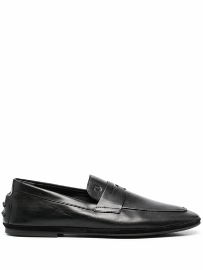 Shop Tod's Men's  Black Leather Loafers