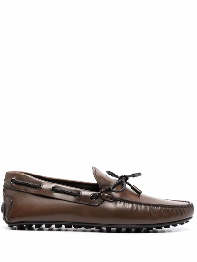 Shop Tod's Men's  Brown Leather Loafers