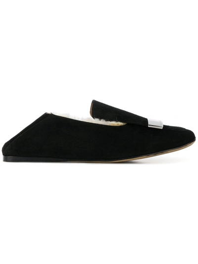 Shop Sergio Rossi Women's  Black Leather Loafers