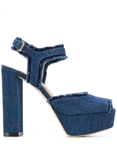 Shop Sergio Rossi Women's  Blue Cotton Sandals