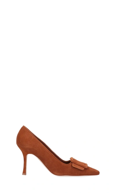 Shop Manolo Blahnik Women's  Brown Leather Pumps