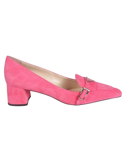 Shop Prada Women's  Fuchsia Suede Heels In Pink