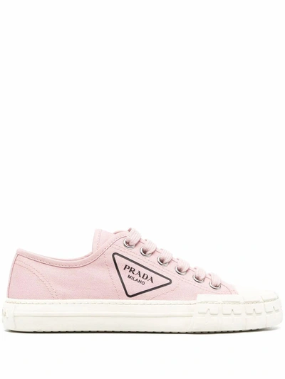 Shop Prada Women's  Pink Cotton Sneakers