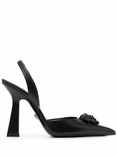 Shop Versace Women's  Black Leather Heels