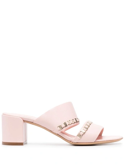 Shop Ferragamo Women's  Pink Leather Sandals