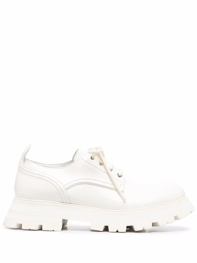 Shop Alexander Mcqueen Women's  White Leather Sneakers