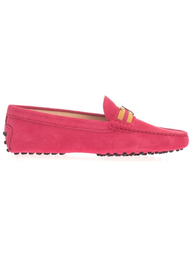 Shop Tod's Women's  Fuchsia Suede Loafers