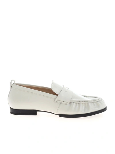 Shop Tod's Women's  White Leather Loafers