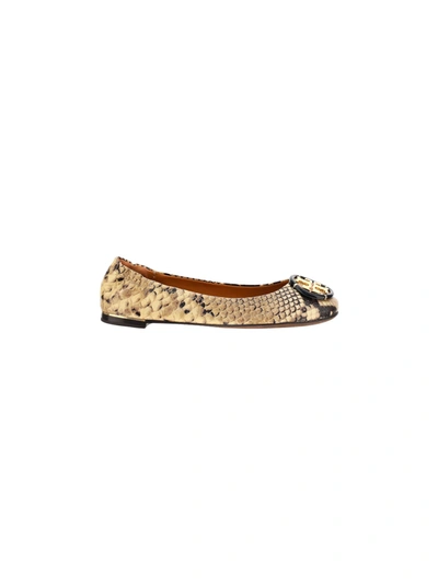 Shop Tory Burch Women's  Beige Leather Flats