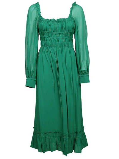 Shop Proenza Schouler Women's  Green Silk Dress