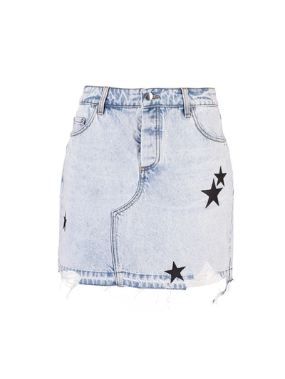 Shop Amiri Women's  Blue Cotton Skirt