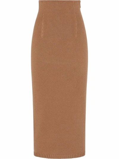 Shop Fendi Women's  Beige Cashmere Skirt