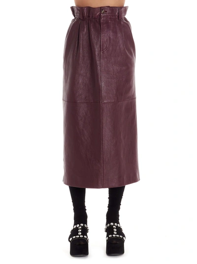 Shop Miu Miu Women's  Purple Leather Skirt