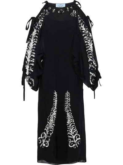 Shop Prada Women's  Black Silk Dress