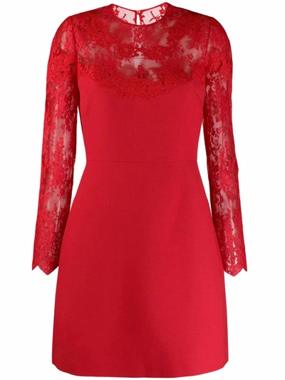 Shop Valentino Women's  Red Silk Dress