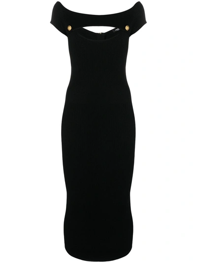 Shop Balmain Women's  Black Viscose Dress