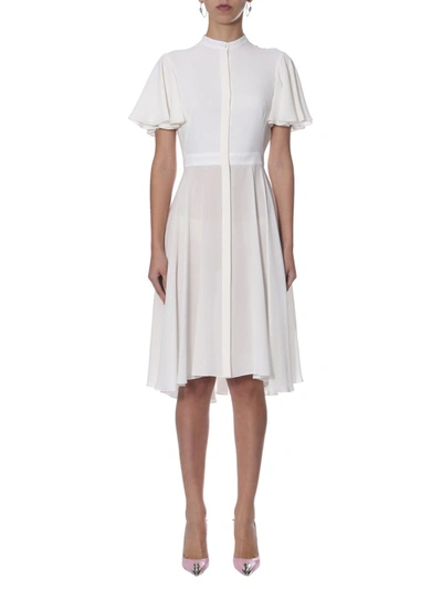 Shop Alexander Mcqueen Women's  White Silk Dress