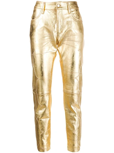 Shop Golden Goose Women's  Gold Leather Pants