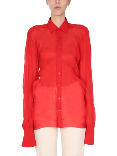 Shop Maison Margiela Women's  Red Silk Shirt