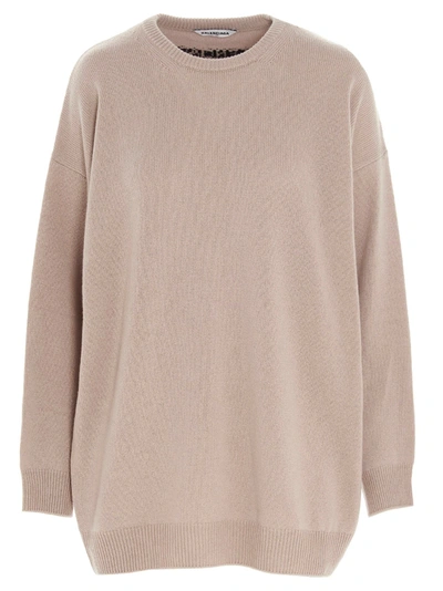 Shop Balenciaga Women's  Beige Cashmere Sweater