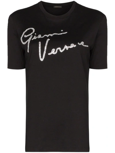 Shop Versace Women's  Black Cotton T Shirt