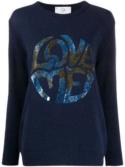 Shop Alberta Ferretti Women's  Blue Cashmere Sweater