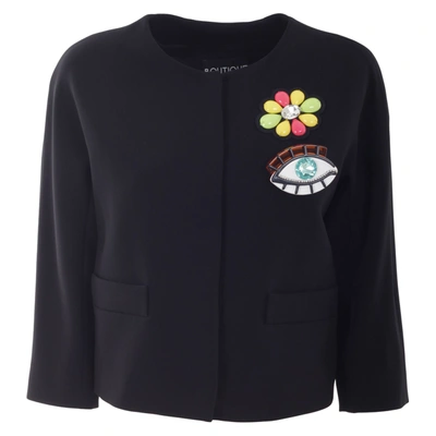 Shop Boutique Moschino Women's  Black Acetate Outerwear Jacket