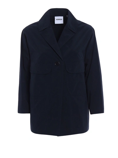Shop Aspesi Women's  Blue Polyester Coat