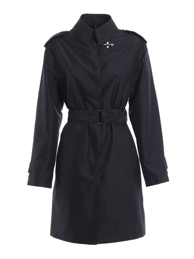 Shop Fay Women's  Blue Polyester Trench Coat