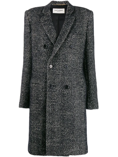 Shop Saint Laurent Saint L Au Rent Women's  Black Wool Coat In Gray